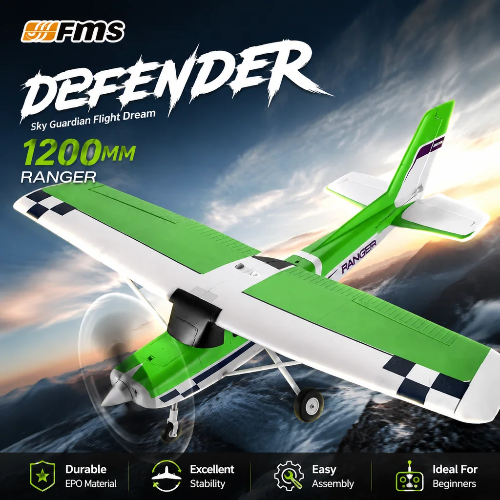 FMS DEFENDER Model Airplane 1220mm Novice Anti-Fall Training Machine Remote Control Fixed-Wing Model Airplane Electric Airplane