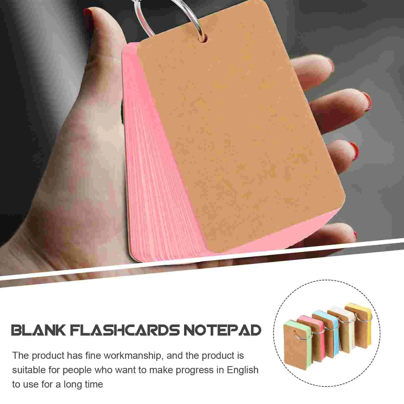 5 Pcs Card Stock Notepads Words Flashcards Writing Index Portable Extra Thick Kraft Paper Blank Memo Student DIY