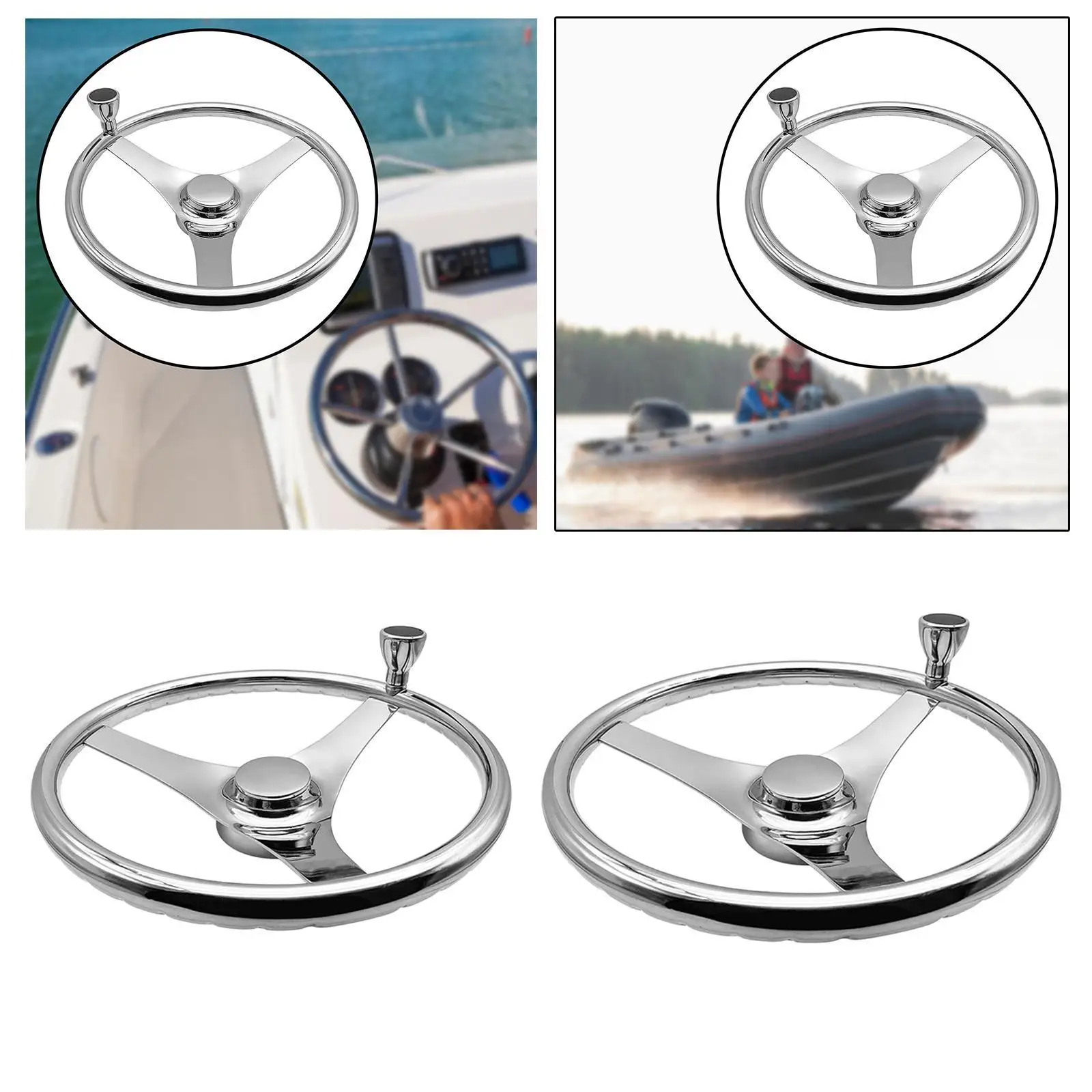 

Generic Marine Boat Steering Wheel Easy Installation Heavy Duty for Water Sports Outdoor Activities Speedboats Ships Yachts