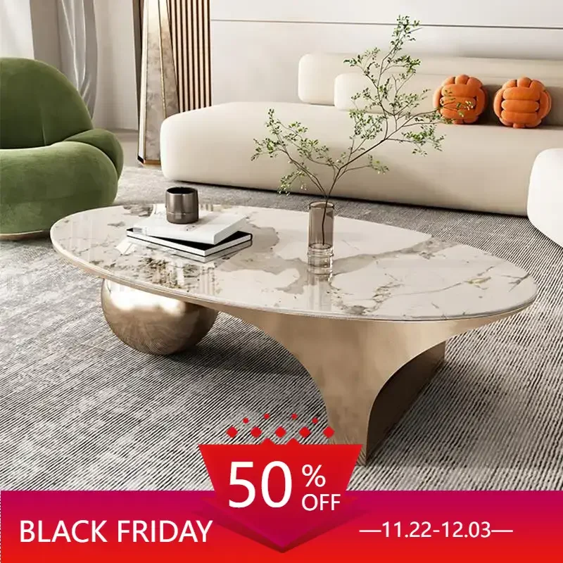 

Modern Customized Rock Slab Countertop Low Center Tables Living Room Stable Stainless Steel Mesa Plegable Home Furniture