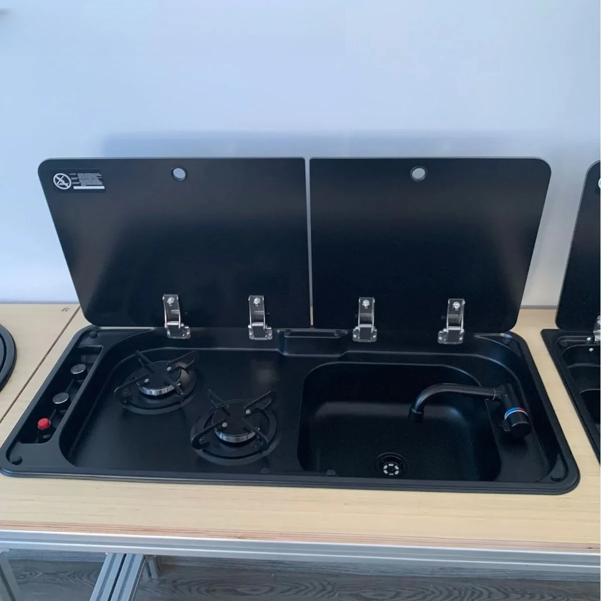 304 Stainless Steel RV Sink with Lid and Faucet Yacht Sink Folding Flip Cover Kitchen Sink