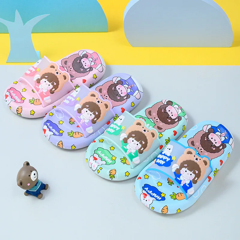 Summer Children Cartoon Slippers Indoor Outdoor Girls Boy Kids Students Beach Sandals Shoes Bathroom Non-slip Soft Sole Slippers