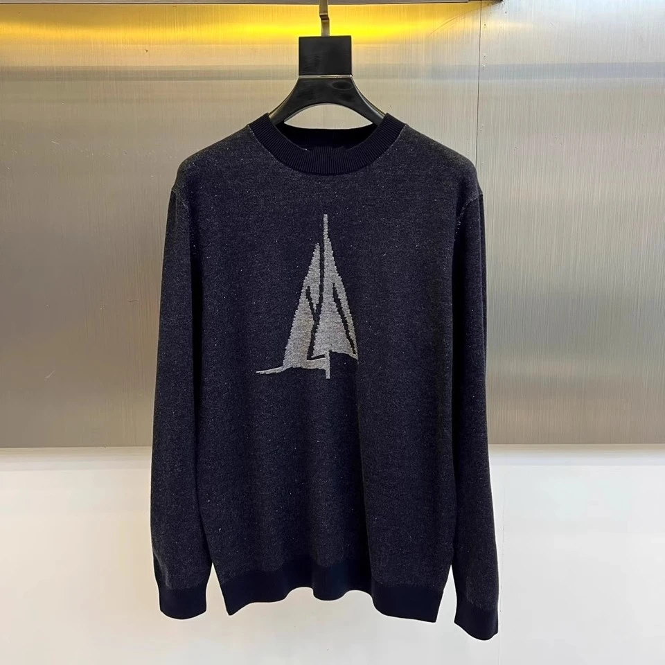 Sweater rajutan wol kasual bergaya uang kuno Italia BC