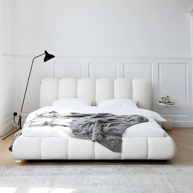 Master bedroom 1.8 meters French cream wind double bed puff marshmallow bed