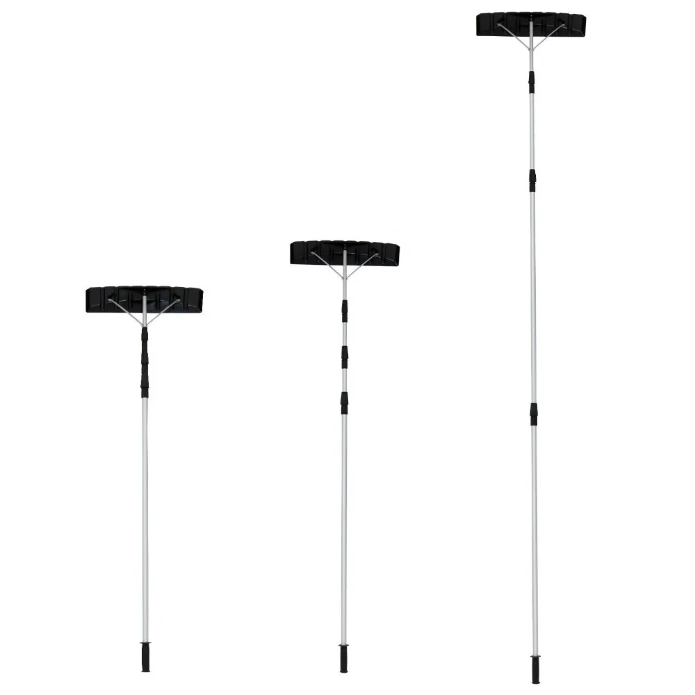 Pala de nieve ligera, rastrillo de techo, extensión de 21', hoja de polietileno con mango telescópico ajustable