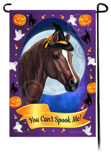 Halloween Garden Flag - Chestnut Horse