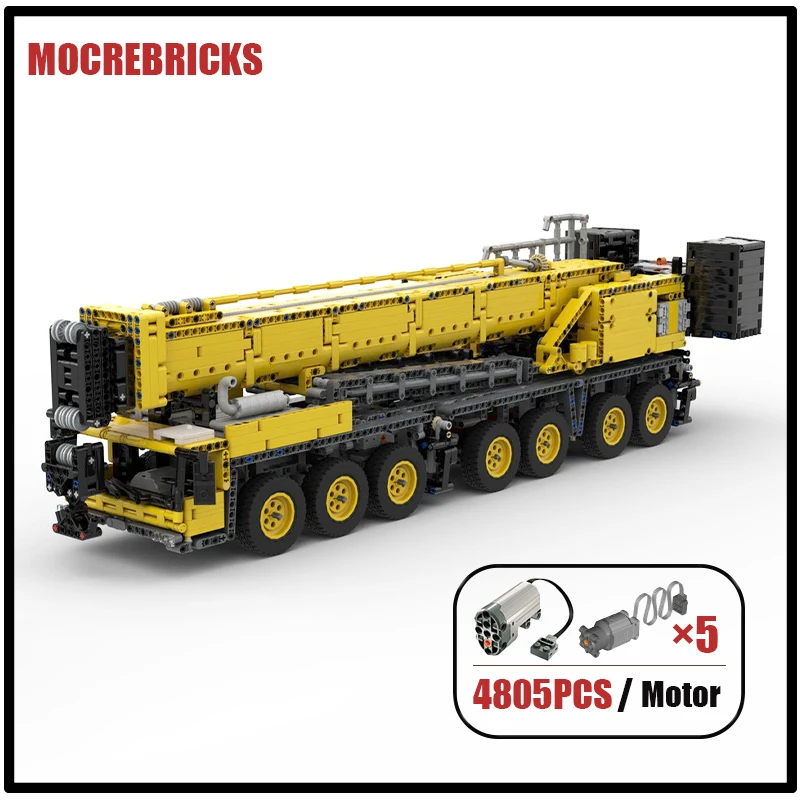 High-tech Heavy Engineer Trucks GMK7550 Mobile Crane With Luffing Jib MOC Building Blocks Model DIY Puzzle Toys Kid's Xmas Gifts