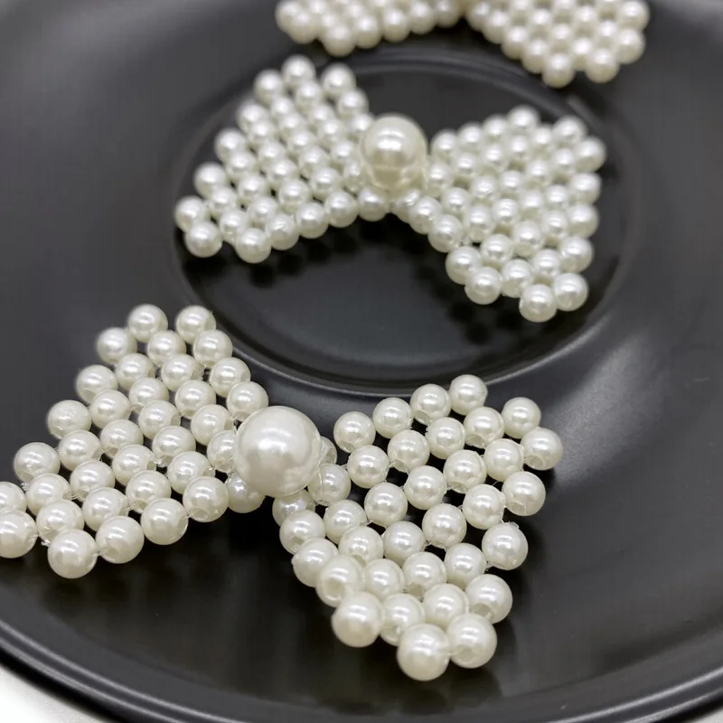 Handmade Beaded Flat Bow Kids Hair Clip Brooch Shoe Phone Case Craft Decoration Sewing Findings