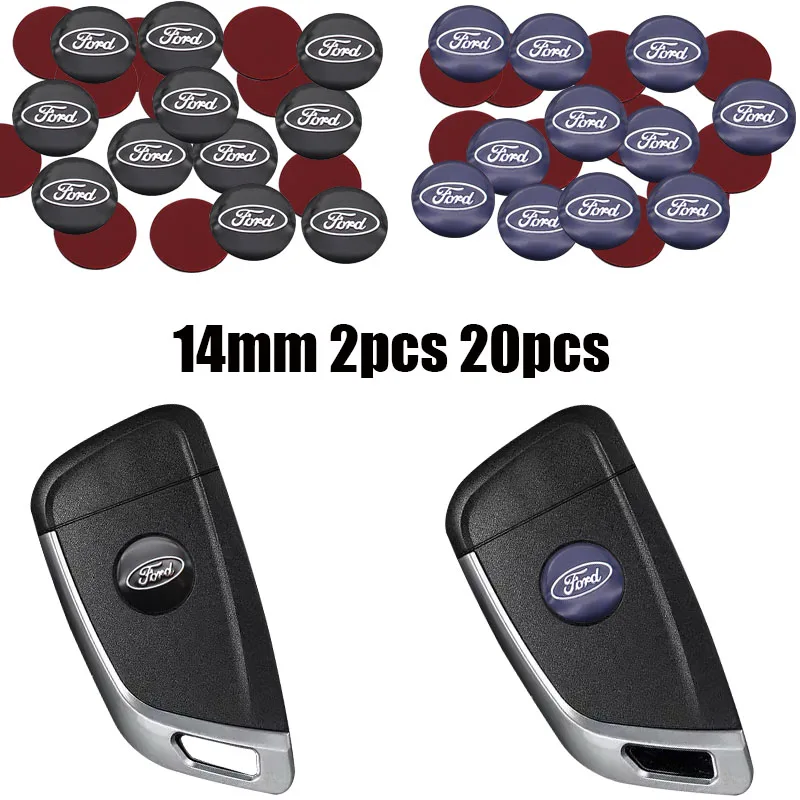 2pcs 20pcs Hot sale Ford 14mm 3D Aluminum Car Logo Key Fob Decoration Emblem Auto Key Badge Sticker Accessories