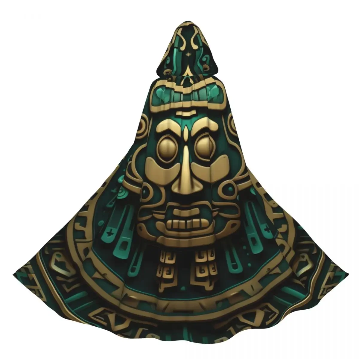 Cosplay Medieval Costumes Aztec Mask Hooded Cloak Capes Long Robes Jackets Coat Carnival