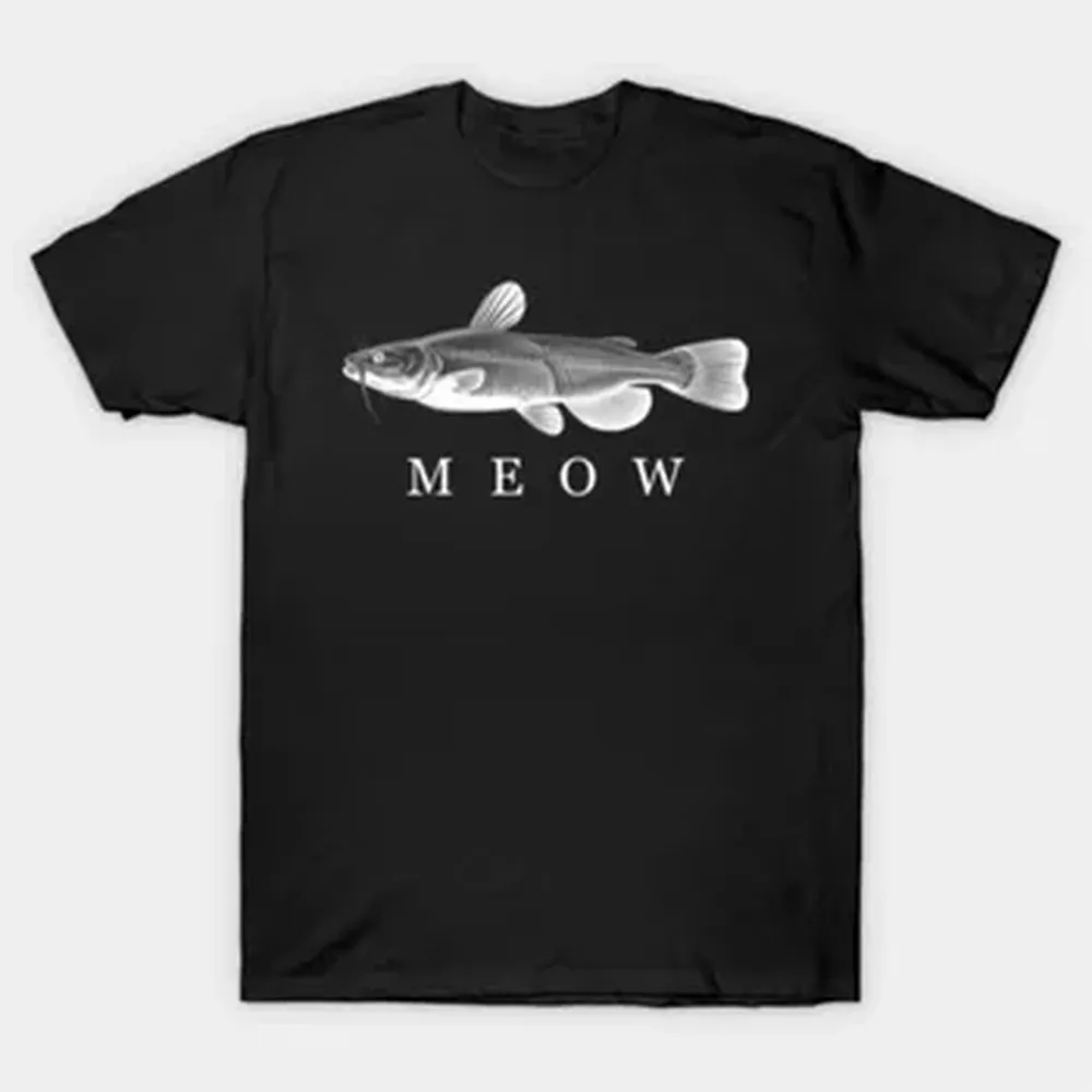 Meow Catfish Funny Fishing T-shirt For Men Women 100% Cotton T Shirts Short Sleeve