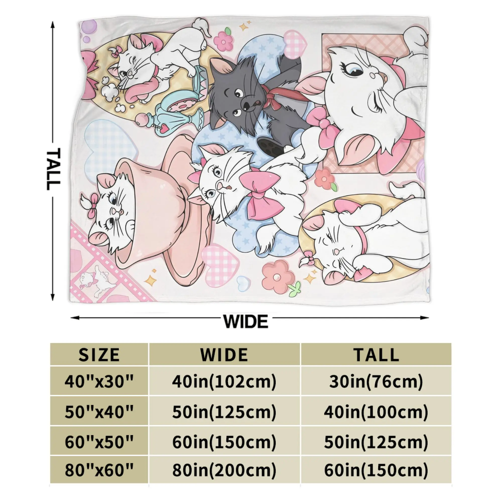 أرستوكاتس أنيمي لطيف ماري القط بطانية محبوكة الصوف سوبر لينة رمي البطانيات للسرير المفرش
