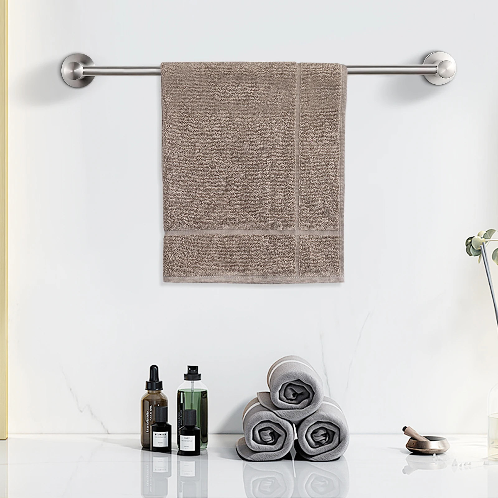 Towel Bar, Adjustable Expandable Bathroom Towel Holder, Kitchen Dish Cloths Holder, Towel Holder Wall Mount Towel Rack