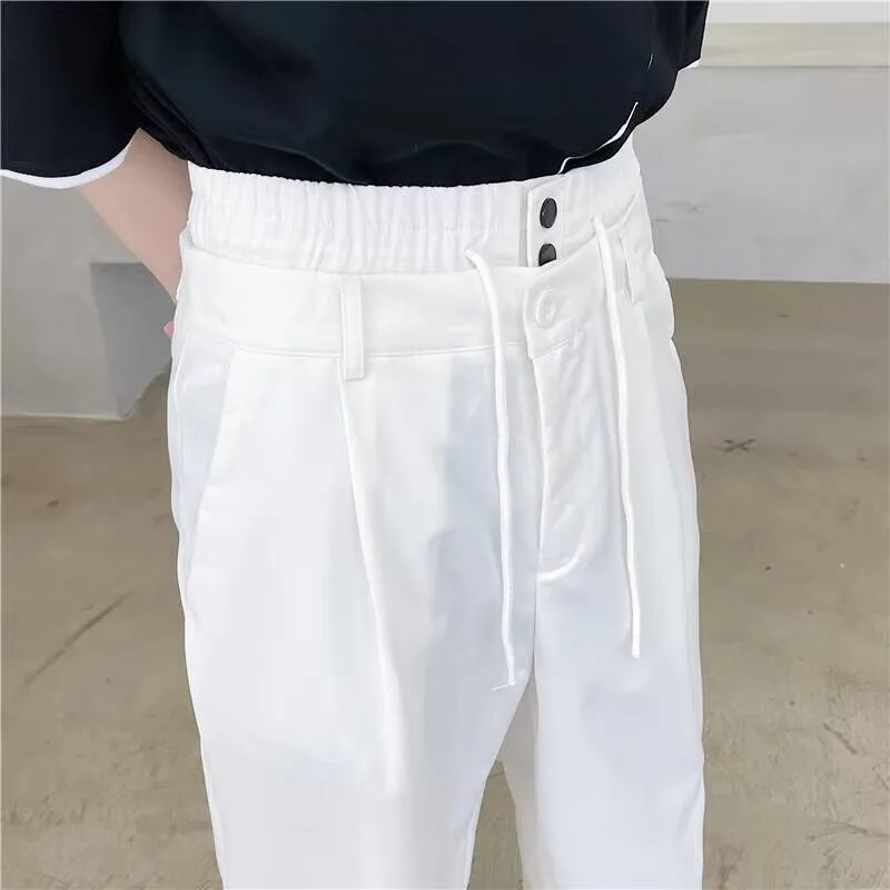 

Autumn Men's New Spring And Straight Pants Suits Personality Double Waist Design Fashion Leisure Loose Large Pants