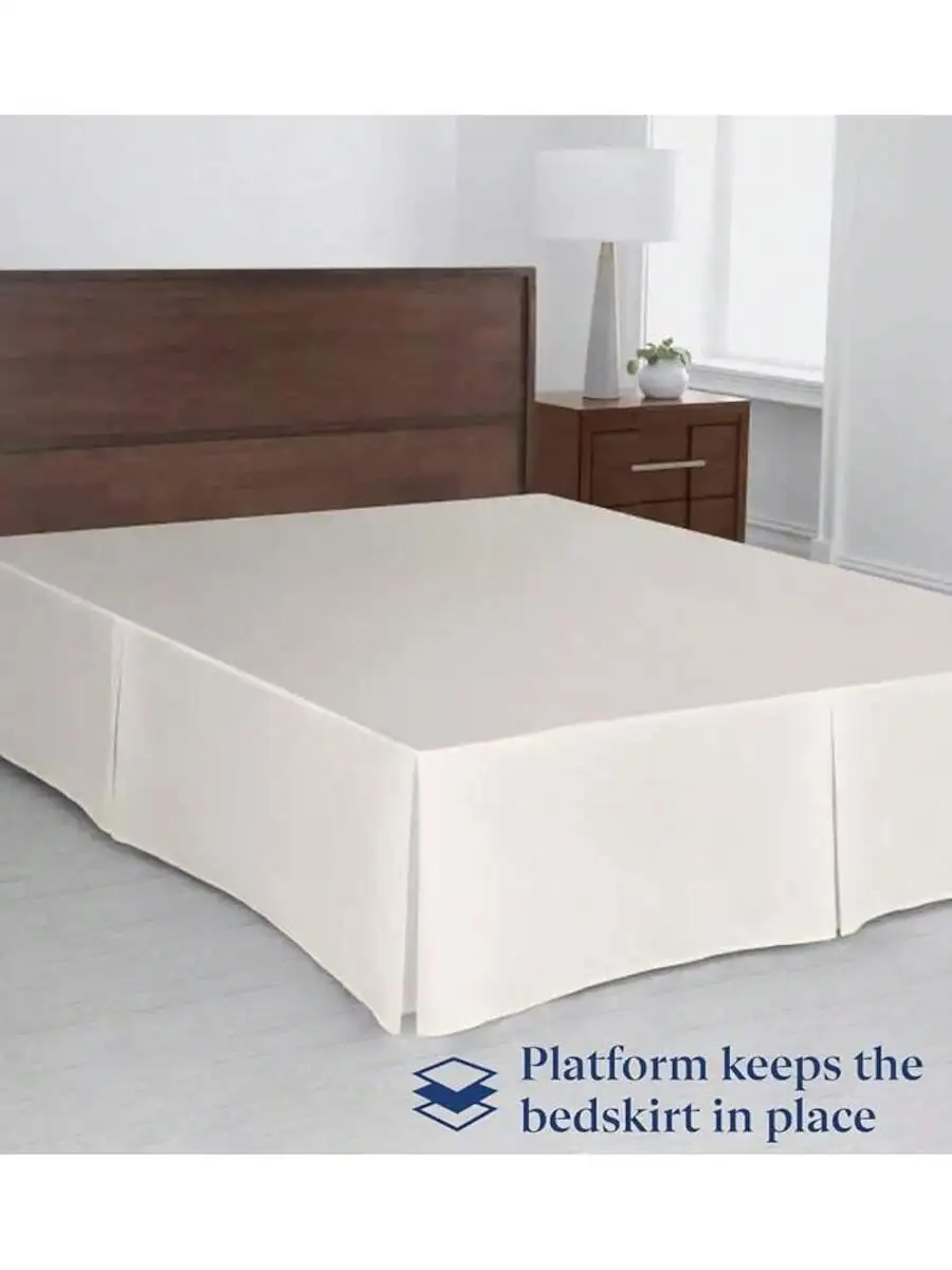 

Pleated Bed Skirt With Split Corners 14 Inch Drop Microfiber Dust Ruffle Ivory