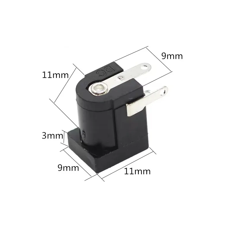 10pcs 5.5x2.1mm DC-005 Black DC Power Jack Socket DC Connectors Supply Barrel-Type Right Angle PCB Mount Terminal