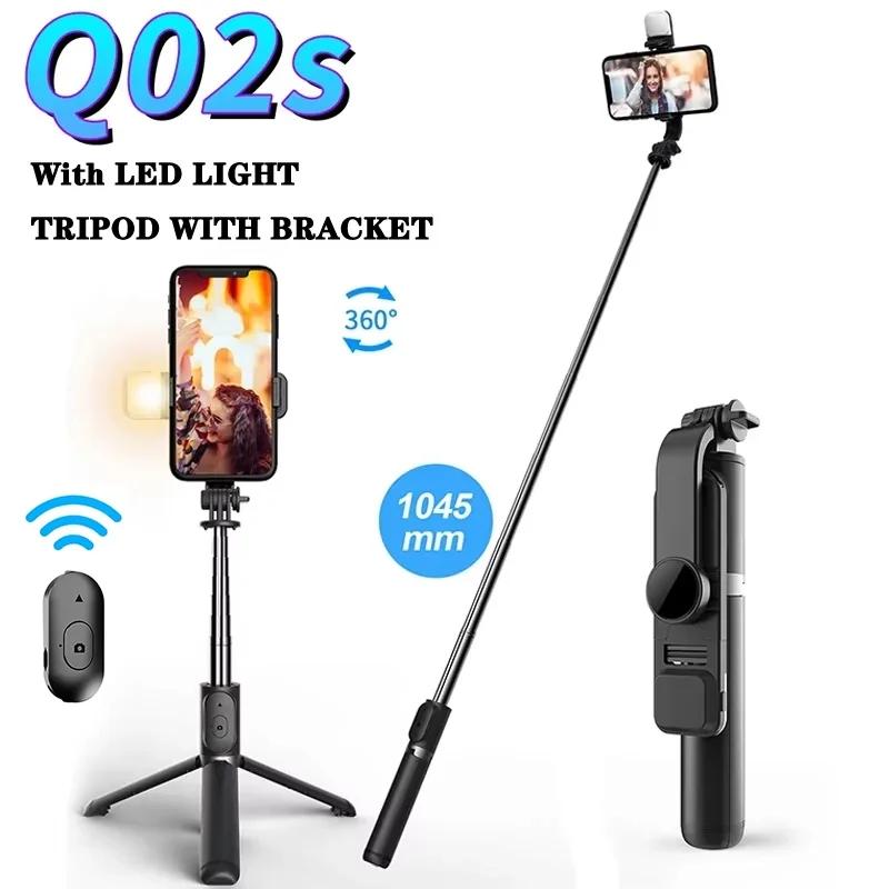 Wireless Bluetooth Selfie Stick Foldable Portable Tripod LED