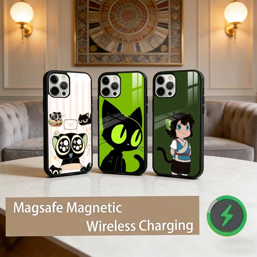 

Чехол для телефона с принтом кошки XiaoHei-Luo для iPhone 17, 16, 15, 14, 13, 12, 11 Plus, Pro Max, магнитный, для беспроводной зарядки Magsafe