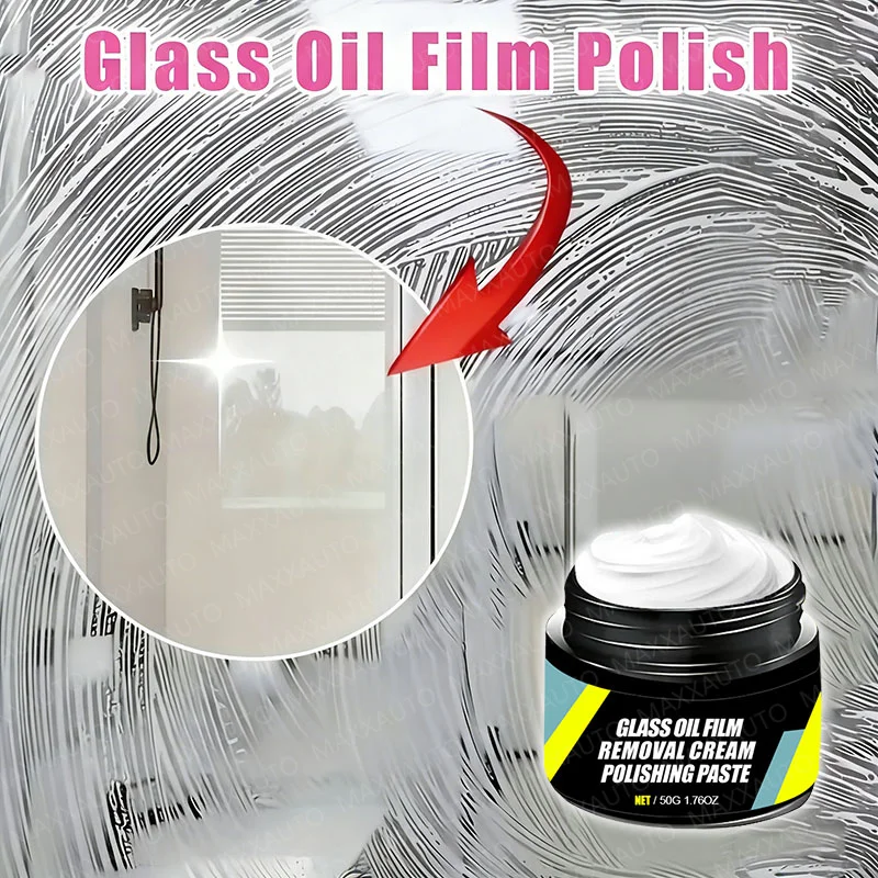 Glasreinigungspaste für Badezimmer zur Entfernung von Ölfilm und Wasserflecken, Poliermittel, wasserabweisend, für Küchenglas, Anti-Regen, Auto-Spiegel-Reinigungsset