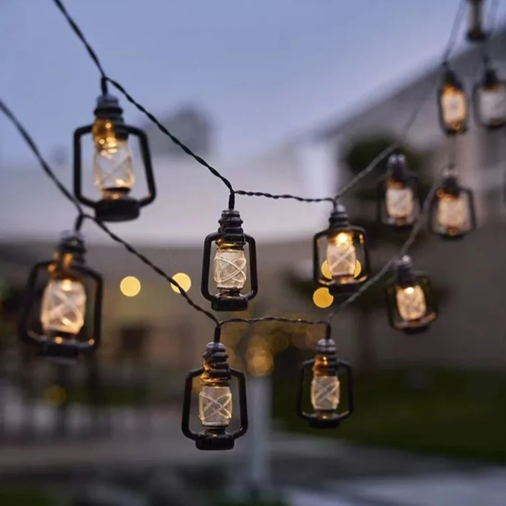 Decoratie Lantaarn Lichtslingers Batterij Aangedreven Mini Retro Kerosinelamp Voor Indoor Buitentuin Tuin Kerstfeest