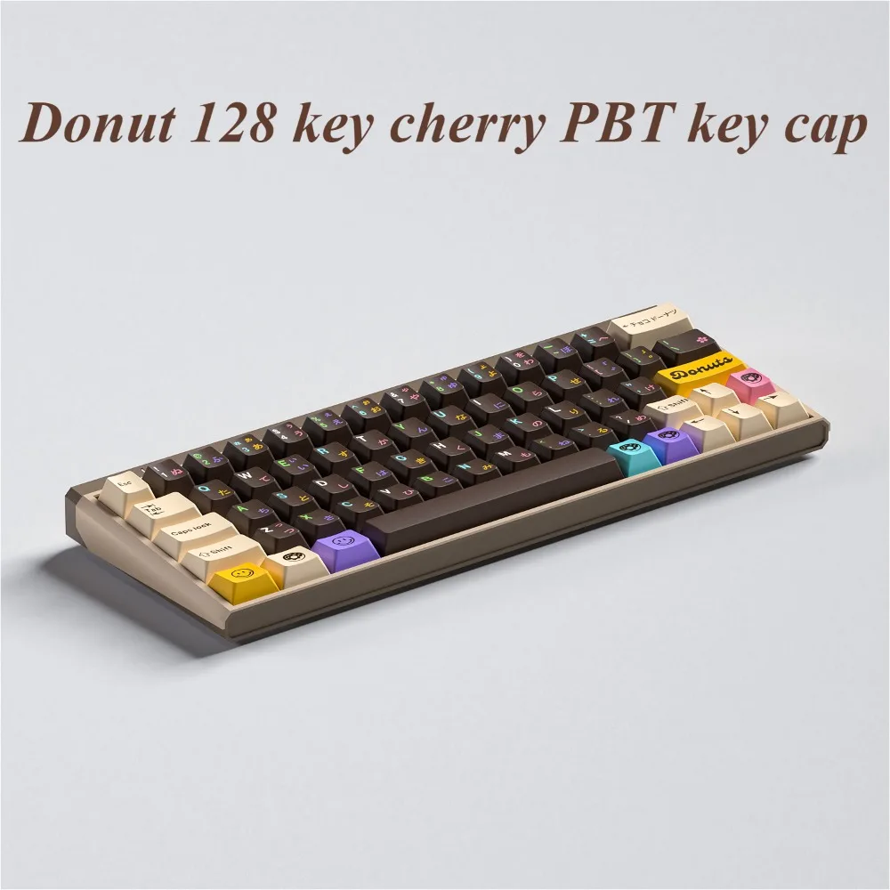 Donut, Keycap 128 Keys, Cherry PBT for 61/64/87/104/108 GMK67 Gaming Mechanical Keyboard