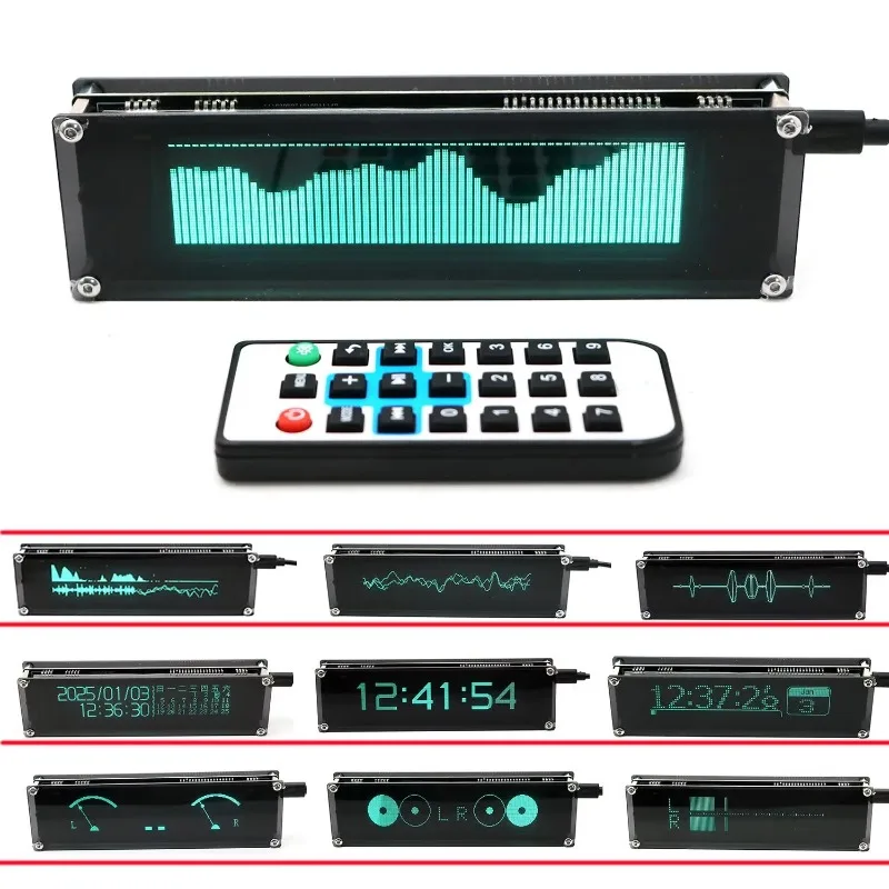 VFD Music Spectrum Display VFDScreen Digital Clock Audio Level Indicator VU Meter Rhythm Light Car Billboard Atmosphere Lamp AUX