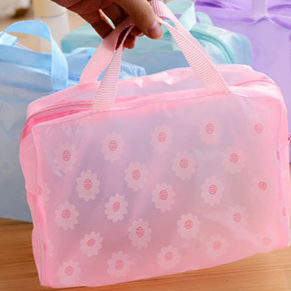 2PCS PVC Transparent Cosmetic Bag Clear Makeup Bag for Women Girl Waterproof Zipper Beauty Case Travel Handbag Toiletry Bags