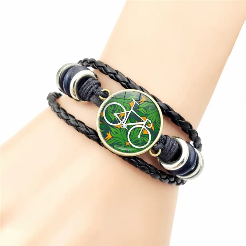 Duplex Bike Flower Basket Bracelet Men\'s and Women\'s Versatile Old Style Bicycle Fashion Knitting Vintage Leather Handicrafts