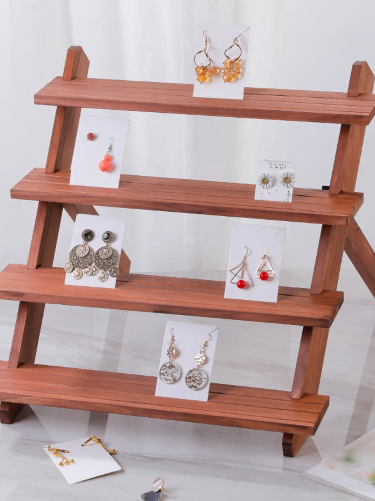  Wood Doll Display Stand Earring Pin Jewelry Holder Ladies' Accessory Showcase Rack Fashionable Storage Solution