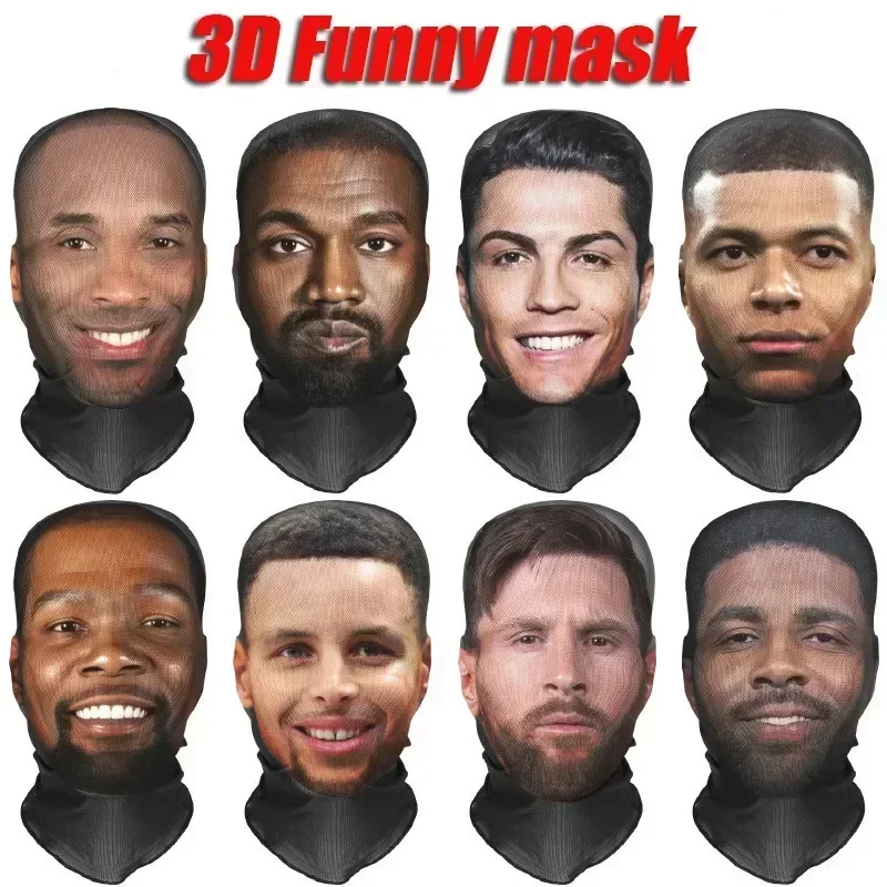 Interesting 3D Printed Seamless Ronaldo Kanye Mask Hat Cosplay Facial Mask Party Cosplay Props
