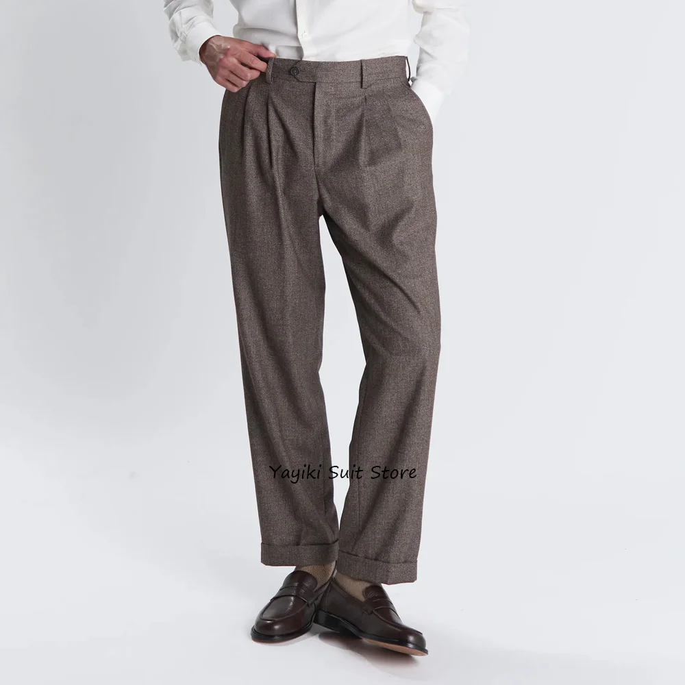 

Брюки для мужчин, брюки из шерстяной ткани, прямые брюки, мужские деловые повседневные осенне-зимние рабочие пошивные классические брюки