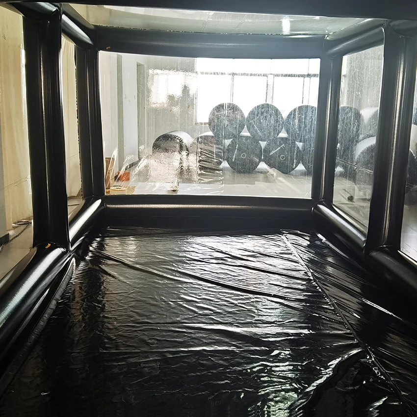 Tenda gonfiabile per garage gonfiabile durevole personalizzata Copertura per auto in PVC per esterni Tenda da parcheggio trasparente antipolvere Tenda spray gonfiabile per autolavaggio