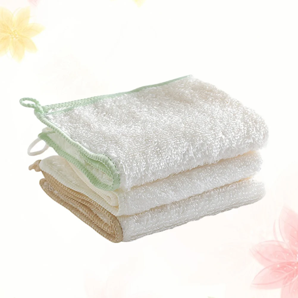 

3Pcs Bamboo Fiber Dishcloth Home Kitchen Cleaning Cloth Absorbent Soft No Watermark for Cups Bowls 18x23cm White