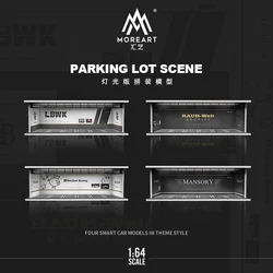 MoreArt 1:64  LBWK/RWB/Rocket Bunny/Mansory Garage Assembled Scene Diorama with Light Model Car Display