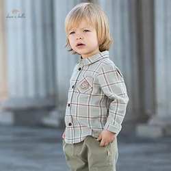 Dave Bella Children's Suit Autumn Boy’s Two-Piece Woven Plaid Shirt Casual Fashion Cotton Sport Outdoor DB3236083