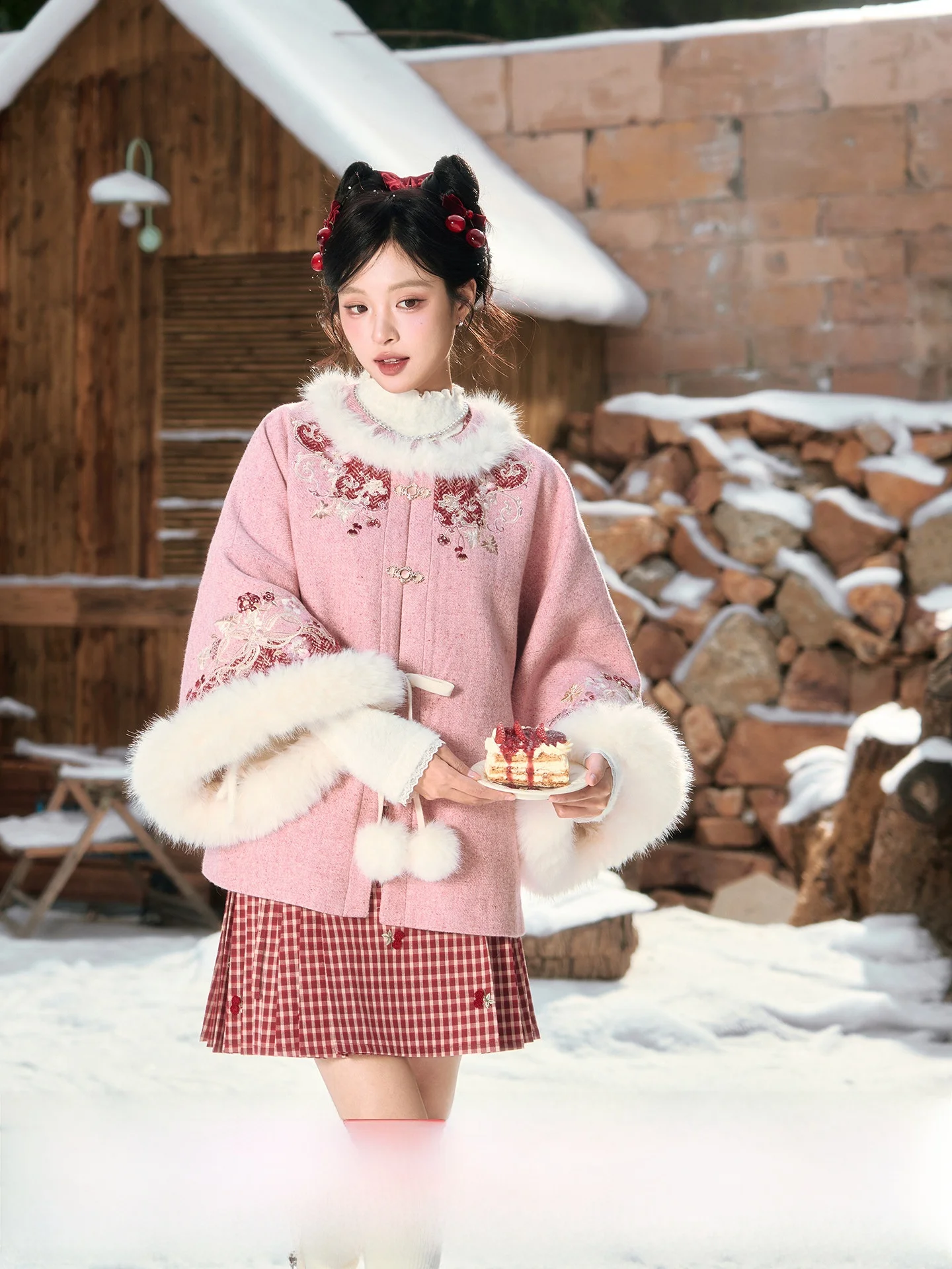 

Зимний комплект одежды для девочек July Evening Original Cherry Pie Sweet Outerwear ort Qi ort Face Girl Feeling National Sle Set