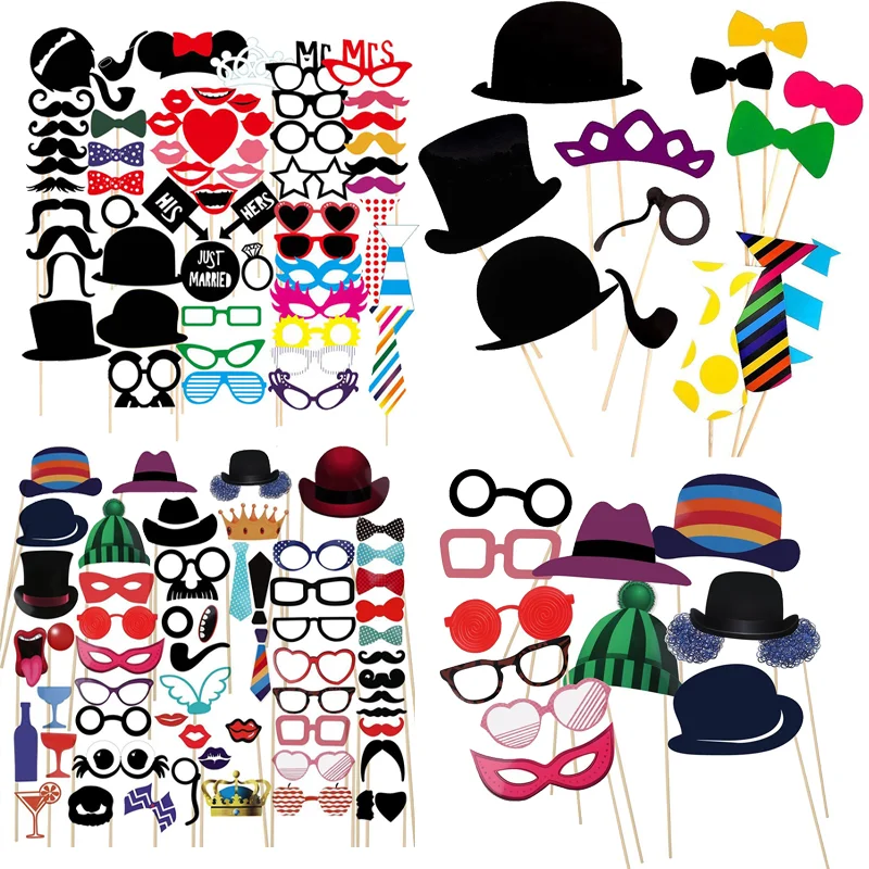 Fun Wedding Photo Props Photobooth Just Merried Funny Glasses DIY Birthday Baby Shower Boy Girl Photo Booth Props Wedding Decor