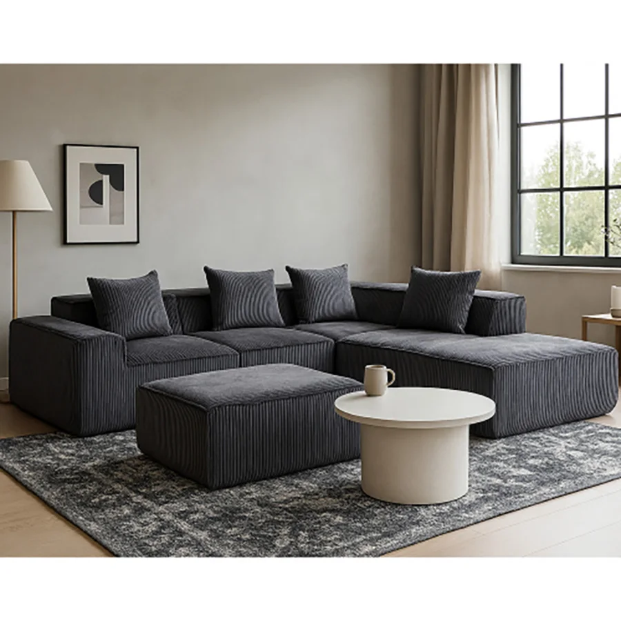 Sofá seccional sin hueso con chaise en forma de L, sofá cama Modular moderno con asiento profundo, sofás tapizados para habitación