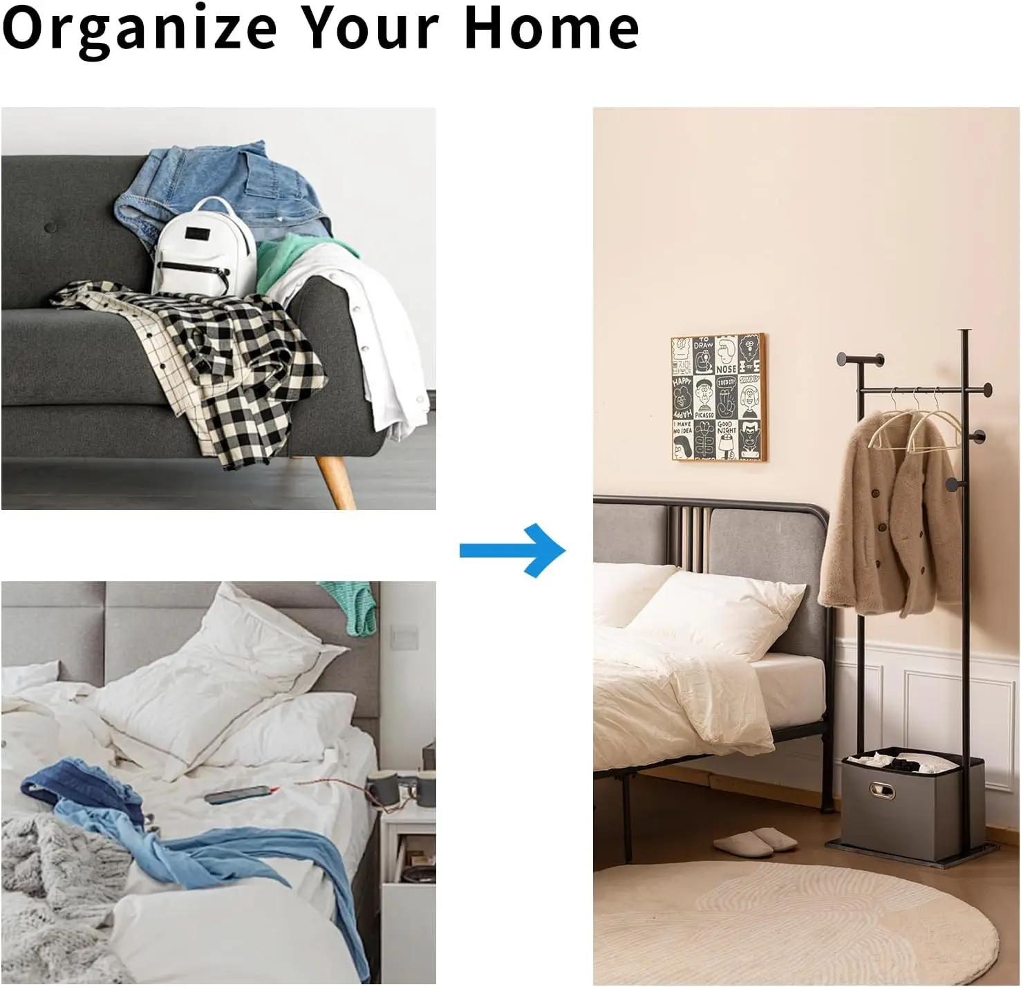 Coat Rack Freestanding Heavy Duty With Storage Basket Metal Clothes Rack,Marble Base Stand Clothing Rack Garment Rack For