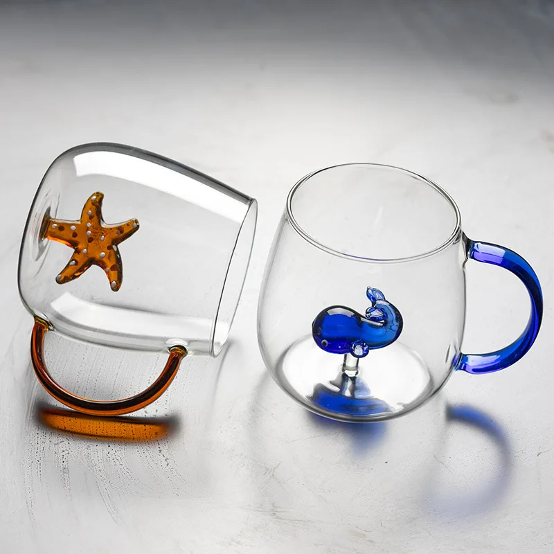 لطيف ثلاثية الأبعاد الحيوان والنباتات أكواب زجاجية الأواني الزجاجية شرب كؤوس مشروبات ويسكي القهوة القدح الاطفال البورسليكات الحليب فنجان الماء #3