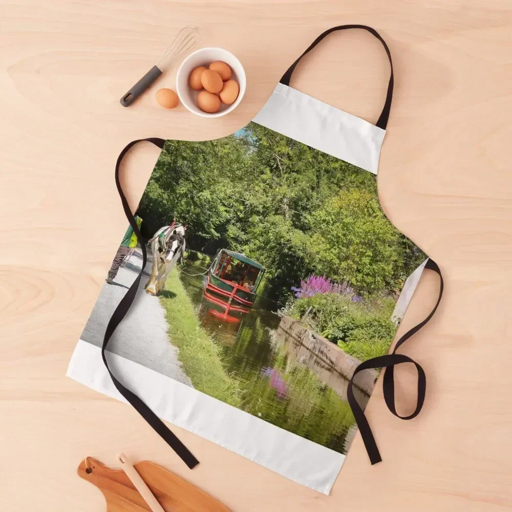

Llangollen Horse Drawn Boat on Canal Apron Chef Accessory Kitchen Things For Home men Trim Cloth Apron