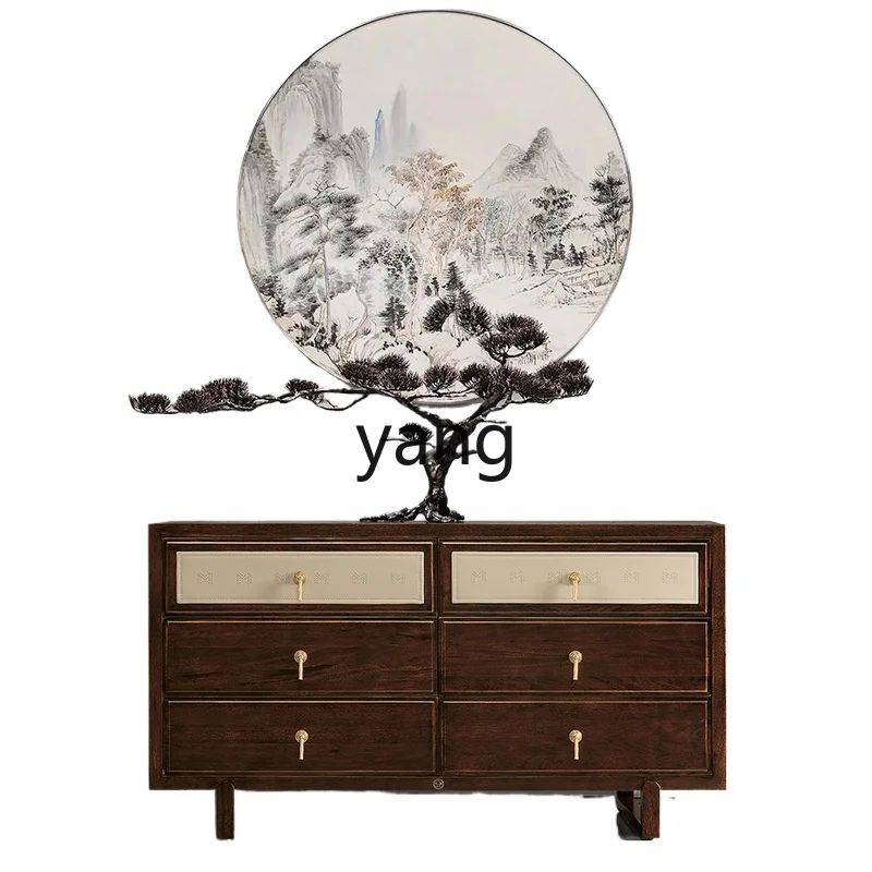 YJQ all solid wood chest of drawers new Chinese bedroom storage living room storage drawer cabinet