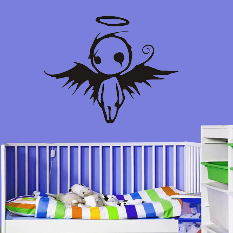 Creative Little Angel Pattern With Halo On The Head Wall Sticker Kids Baby Room Decoration Nursery Wall Decals Poster Murals