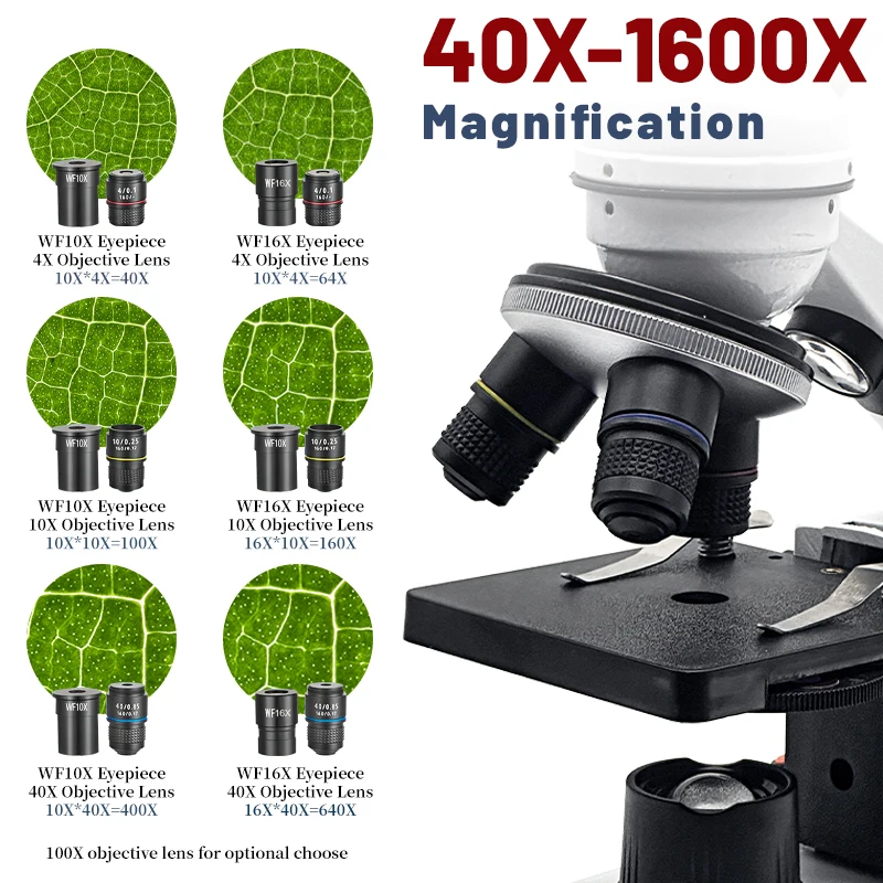 Adults Binocular Microscope 40X‑5000X HD Inspection Laboratory Optical Microscope Tool Set For Schools&Home&Scientific research
