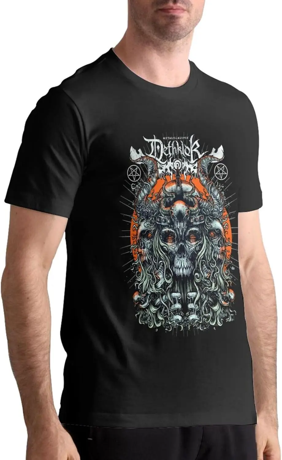 Mens T-Shirt Crew Neck Short Sleeve Tops Cotton Summer Cool Tees for Men Black