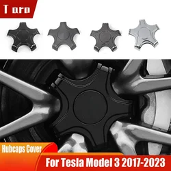 4pcs Wheel Center Caps Hub Cover for Tesla Model 3 Five Claw Type Carbon Fiber Athletic Hubcaps Car Decoration Accessories 2023