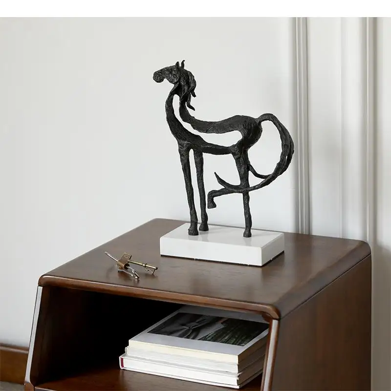 Creativity Metal Horse Handicraft Furnishings Animal Statue Hollow Out Zinc Marble Address Abstract Simulation Decoration