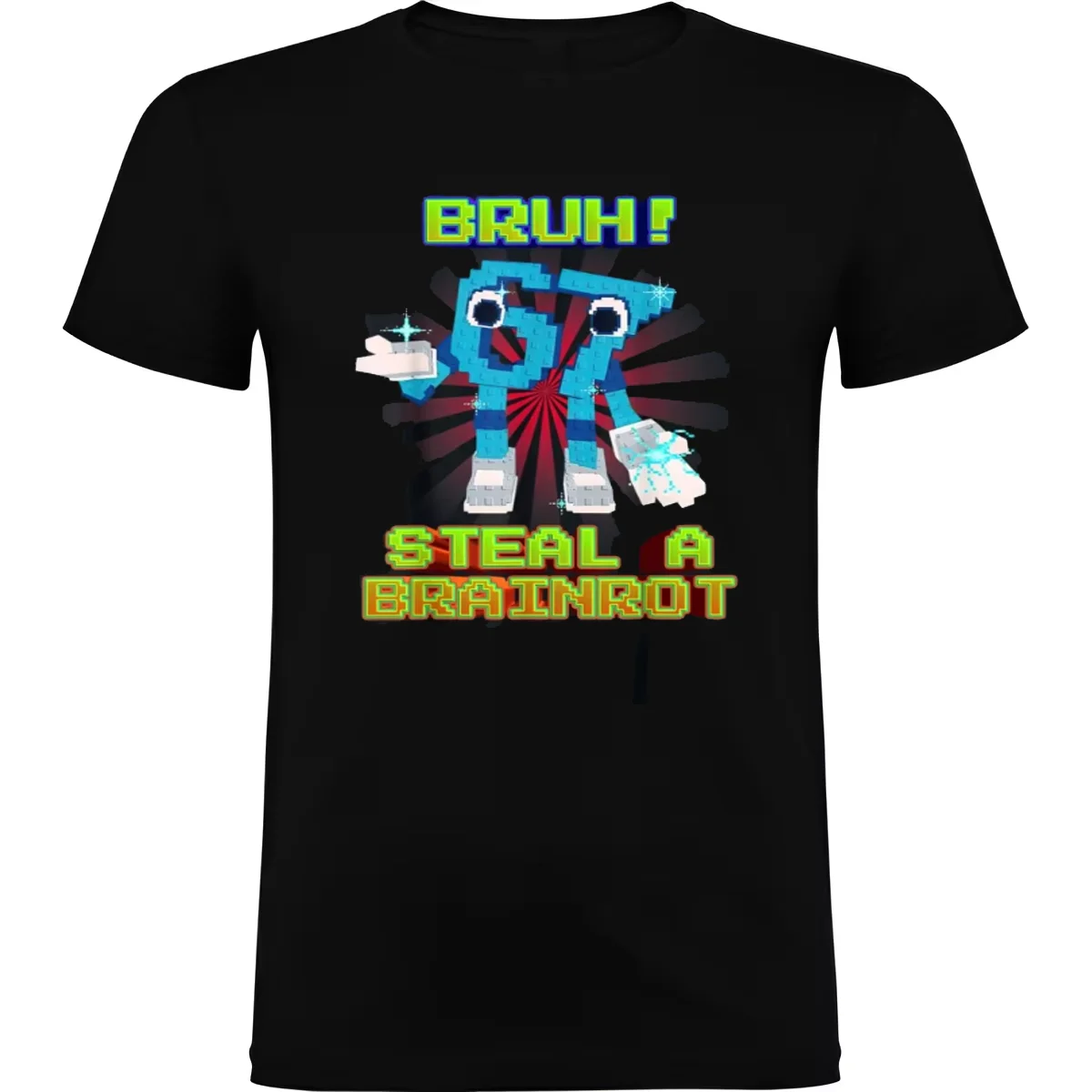 2025 الصيف Bruh 67 ستة سبعة 6-7 مضحك Brainrot ميمي 100% القطن الخالص تي شيرت مطبوع للرجال النساء قصيرة الأكمام بلايز تنفس #1