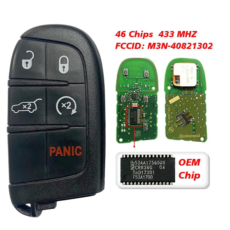 CN087006 Original Genuine 5 Button Smart Key For Dodge Durango 2014-2017 Remote 433MHZ PCF7945 Chip 68150061AC M3N-40821302