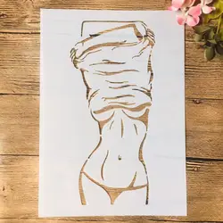A4 29cm Sexy Bikini Girl DIY Layering Stencils Wall Painting Scrapbook Coloring Embossing Album Decorative Template